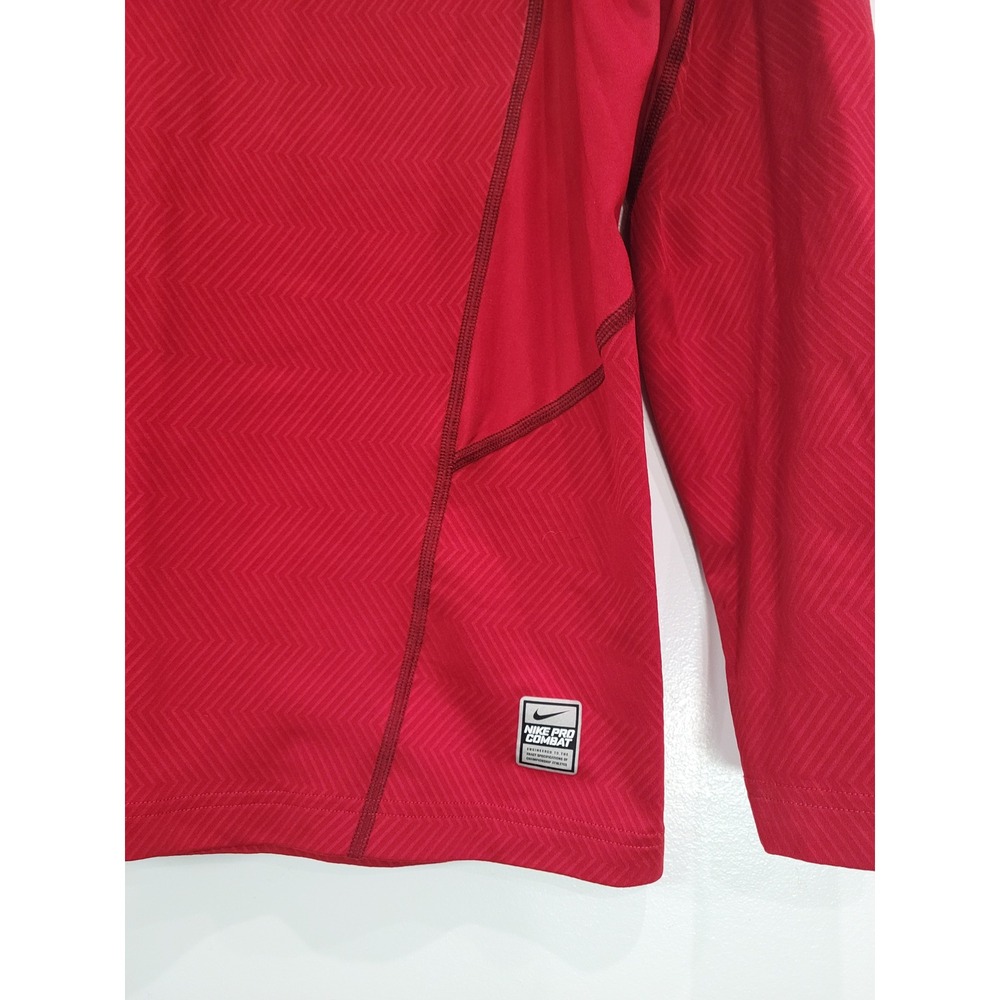 Nike Pro Combat Hyperwarm Fitted Red Long Sleeve Athletic Shirt Men's Medium - Picture 2 of 6